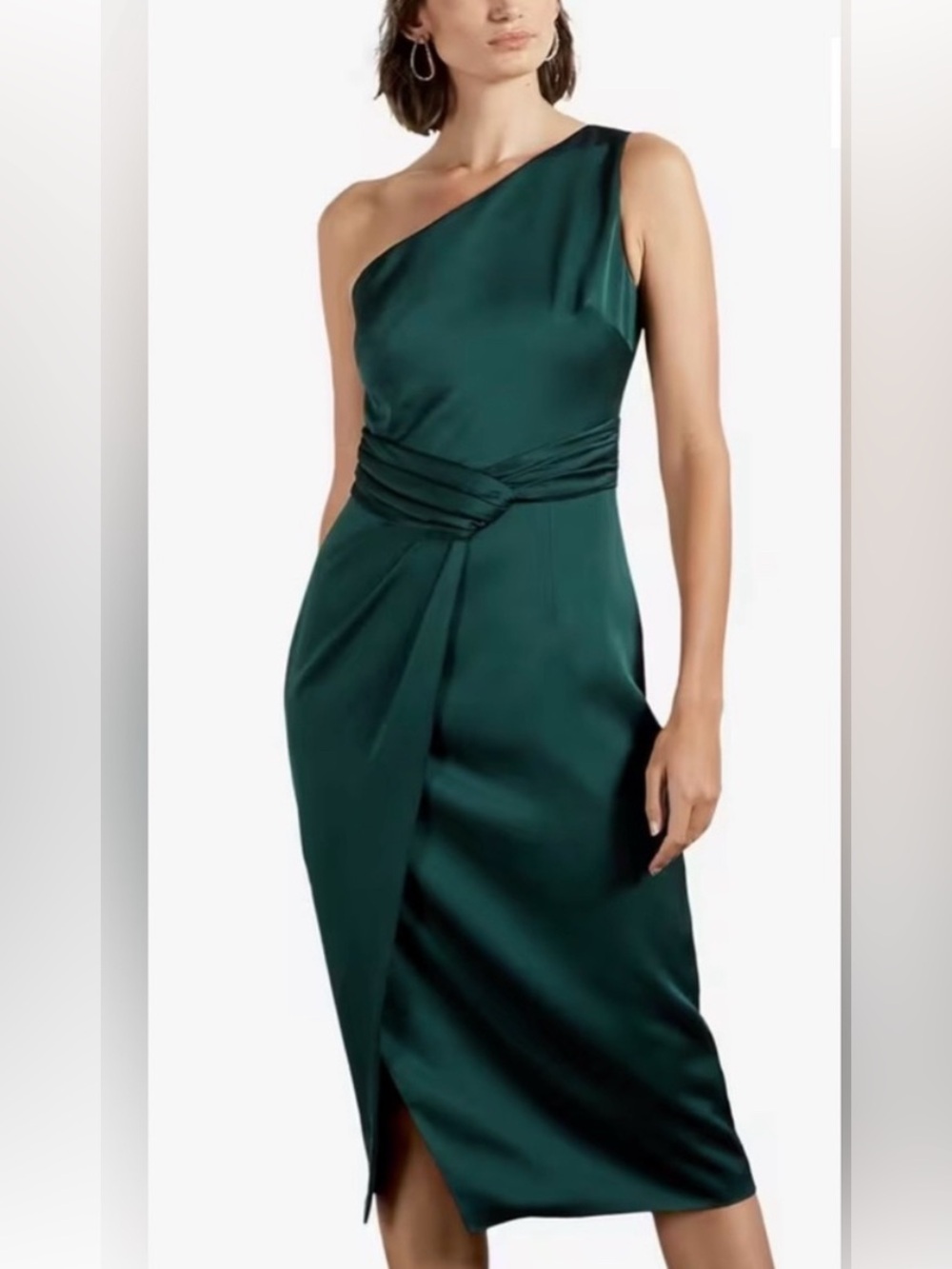 Ted Baker London Forest Green One-Shoulder Draped Cocktail Dress/ size 1